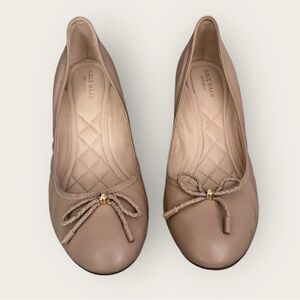 Cole Haan Leather Nude Ballet Wedge With  Bows Women’s Size 9